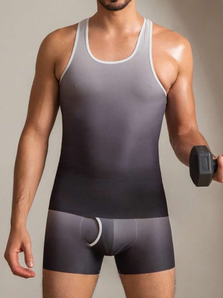 Men's Ombre Crow Neck Tank Top Short Set Sleepwear